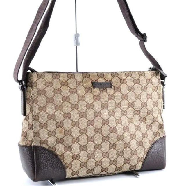 Gucci(グッチ)のGUCCI　グッチ　GGキャンバス　ショルダーバッグ　肩掛けかばん　レザー　革 レディースのバッグ(ショルダーバッグ)の商品写真