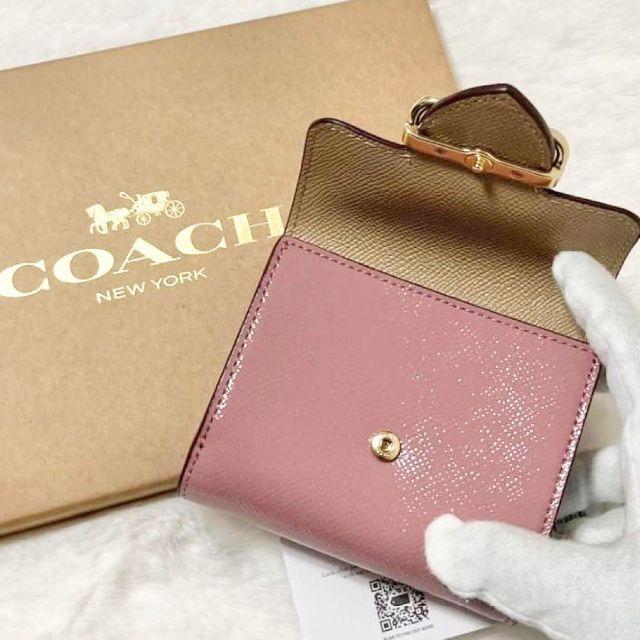 新品☆COACH コーチ 二つ折り 財布 レディース ピンク ダスティーローズ 6