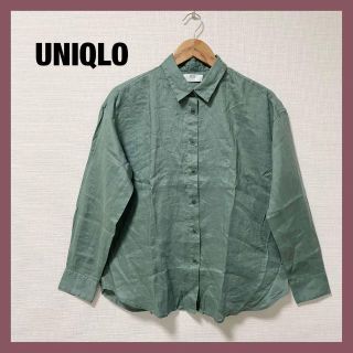 ユニクロ(UNIQLO)の専用　UNIQLO ユニクロ　プレミアムリネンシャツ　くすみグリーン　M(シャツ/ブラウス(長袖/七分))