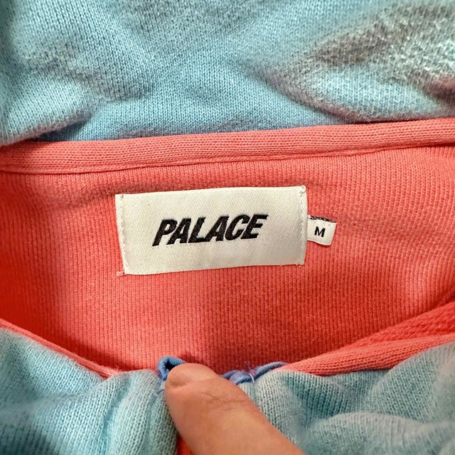 palace ハーフジップスウェット　ピンクブルー