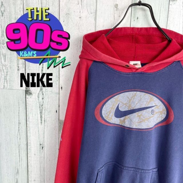 90's NIKE ナイキ 銀タグ 日本製 スウォッシュロゴ ラグランパーカー