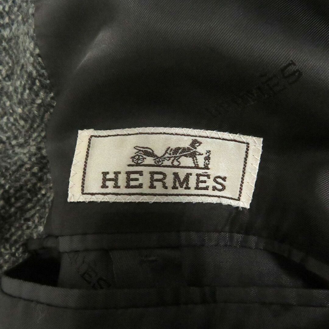 極美品□HERMES/エルメス 裏ロゴ総柄 シルク・モヘア・カシミヤ混