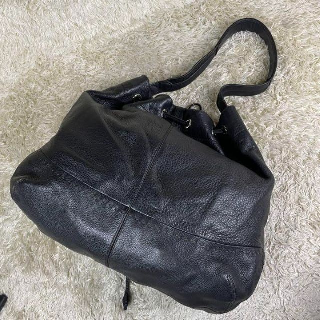美品】cole haan コールハーン 巾着トートバッグ レザー 本革 黒 美品】cole haan コールハーン 巾着トートバッグ レザー 本革 黒
