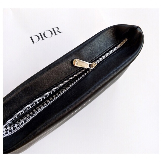 B品セール ディオール Dior レザー ポーチ ブラック 千鳥格子 2022 箱