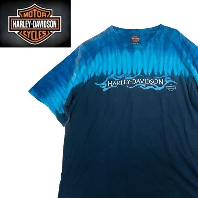 【USA製】ハーレーダビッドソン 両面ビッグロゴ Tシャツ 黒 青 タイダイ | フリマアプリ ラクマ
