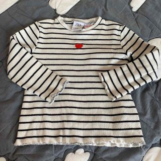 ザラキッズ(ZARA KIDS)のZARA リブT ハート刺繍(Tシャツ/カットソー)