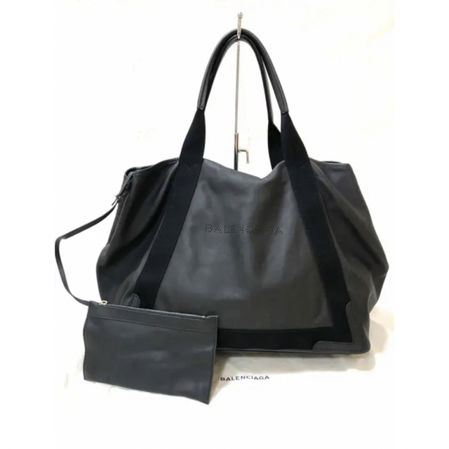 BALENCIAGA/バレンシアガ ネイビーカバ レザートートバッグ 美品正規品