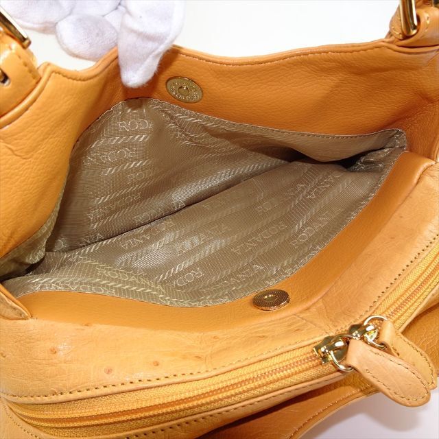 美品 オーストリッチ ハンドバッグ キャメル オレンジ フォーマル ミニバッグ レディースのバッグ(ハンドバッグ)の商品写真