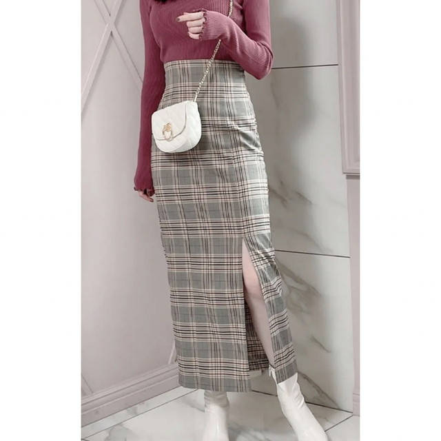 GRL(グレイル)のGRL チェック柄　ナロースカート　M レディースのスカート(ロングスカート)の商品写真