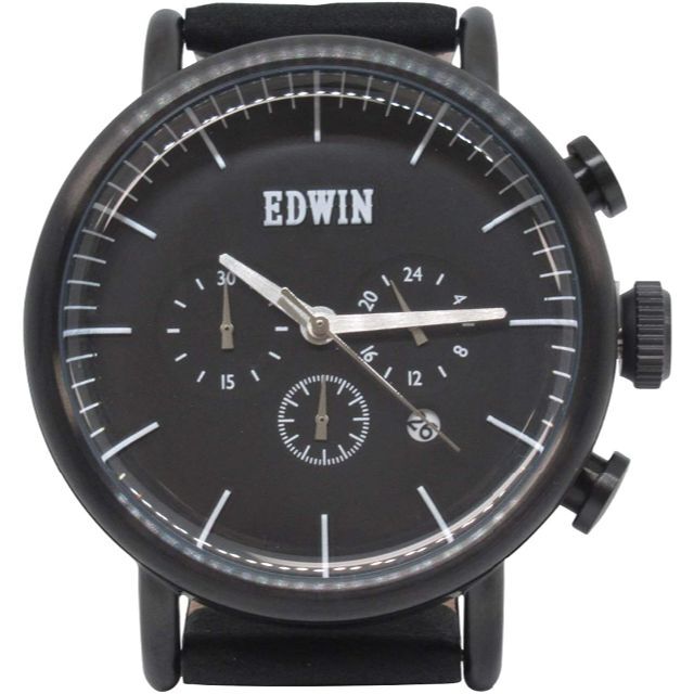 【新品】EDWIN 腕時計 ダイアルウォッチ ELEMENT ブラック 本革
