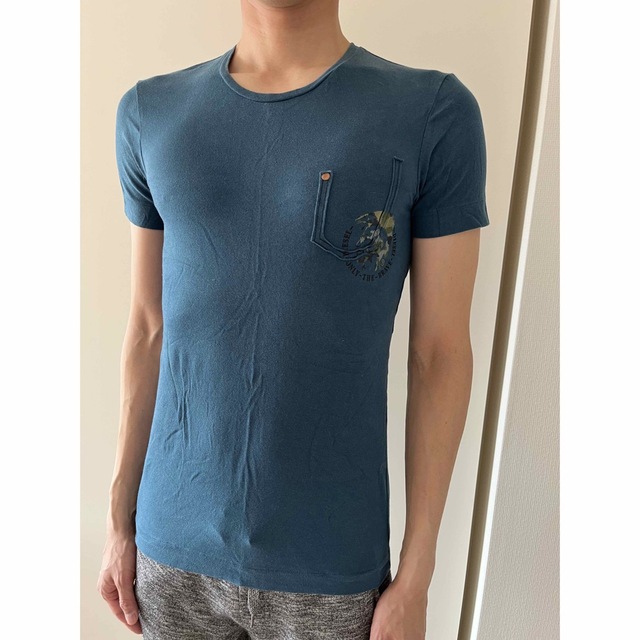 DIESEL ディーゼル Tシャツ 半袖 ネイビー 胸元ポケットXSサイズ