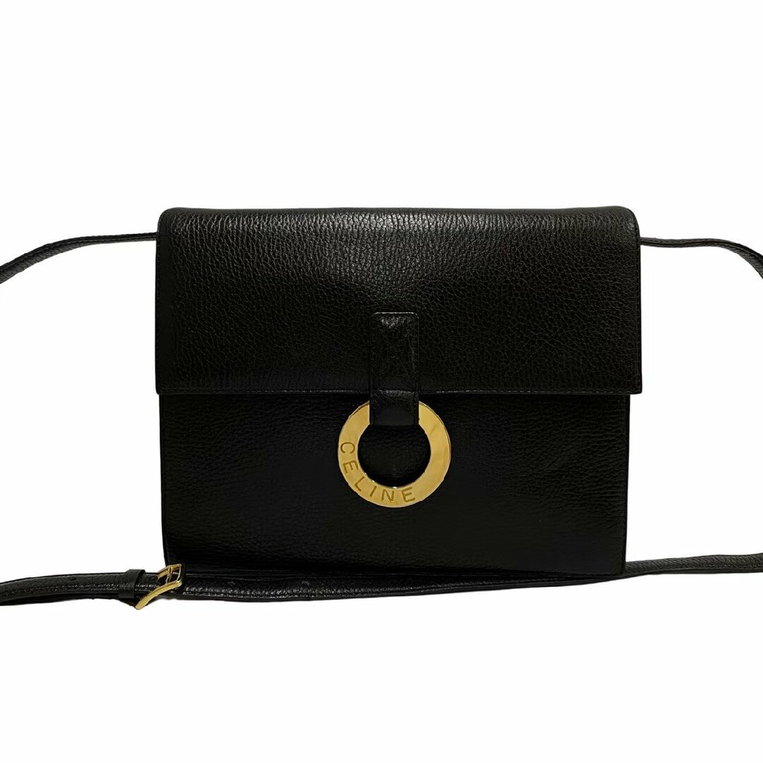 celine - 極 美品 CELINE セリーヌ サークル ロゴ 金具 レザー 本革