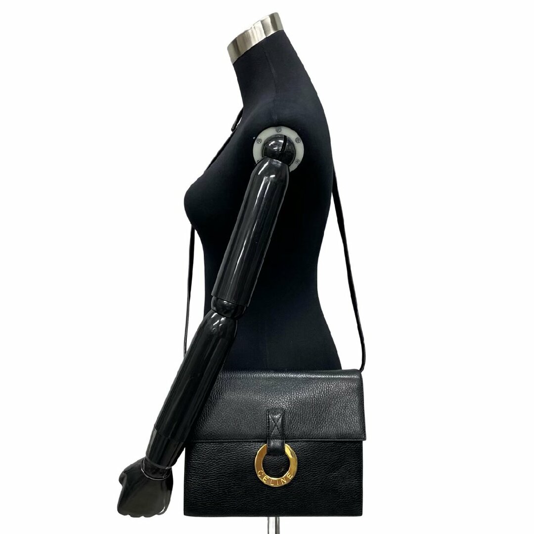 celine - 極 美品 CELINE セリーヌ サークル ロゴ 金具 レザー 本革
