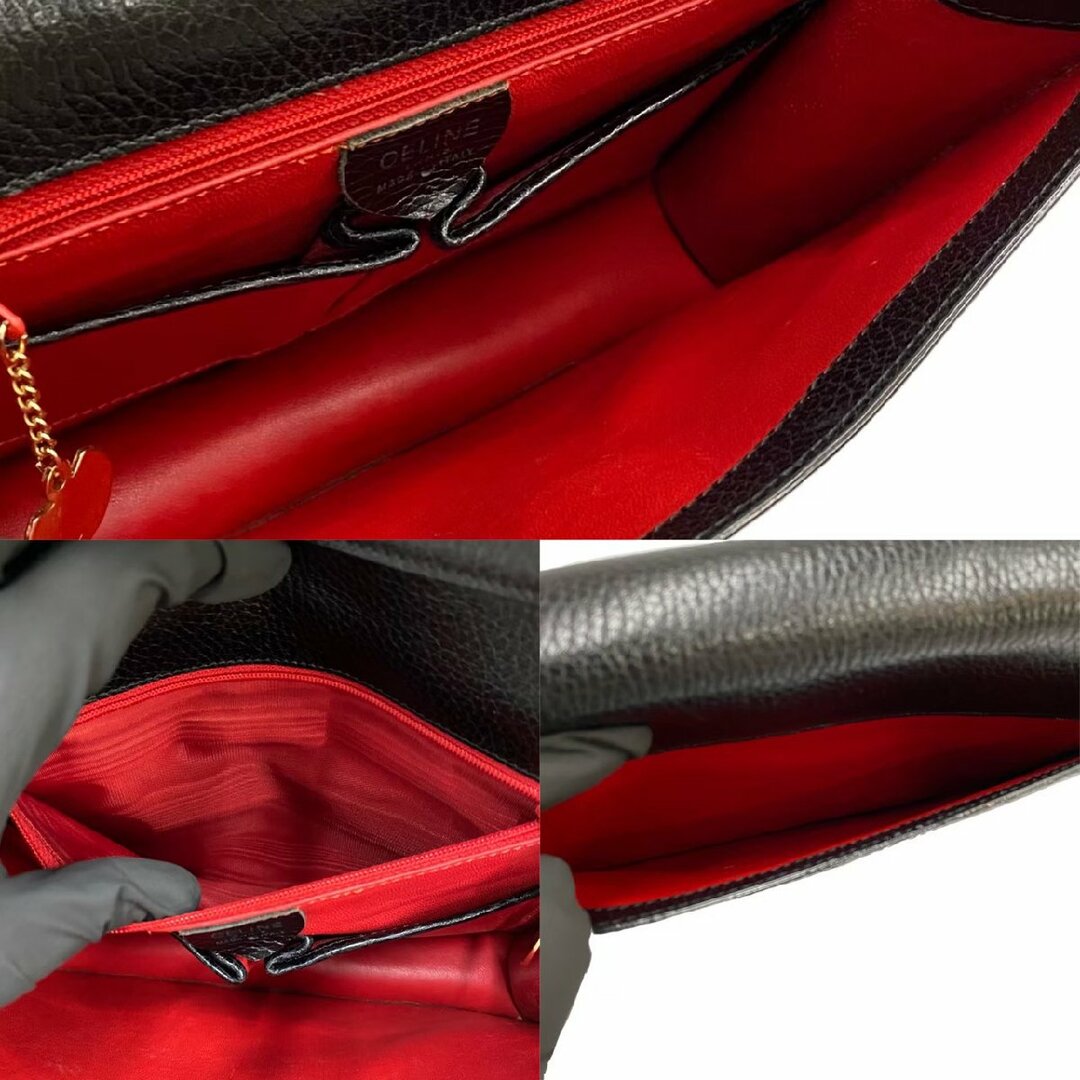 celine - 極 美品 CELINE セリーヌ サークル ロゴ 金具 レザー 本革