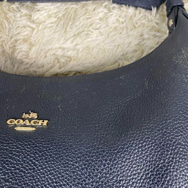 COACH コーチ　ハンドバッグ　ワンショルダーバッグ　レザー　シボ革　紺