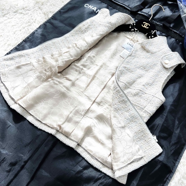 美品 CHANEL シャネル ツイード パール調 ボタン ジャケット ベスト