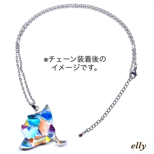 琉球ガラス 泡ミント マンタ 向日葵 レジン サージカルステンレス ネックレス