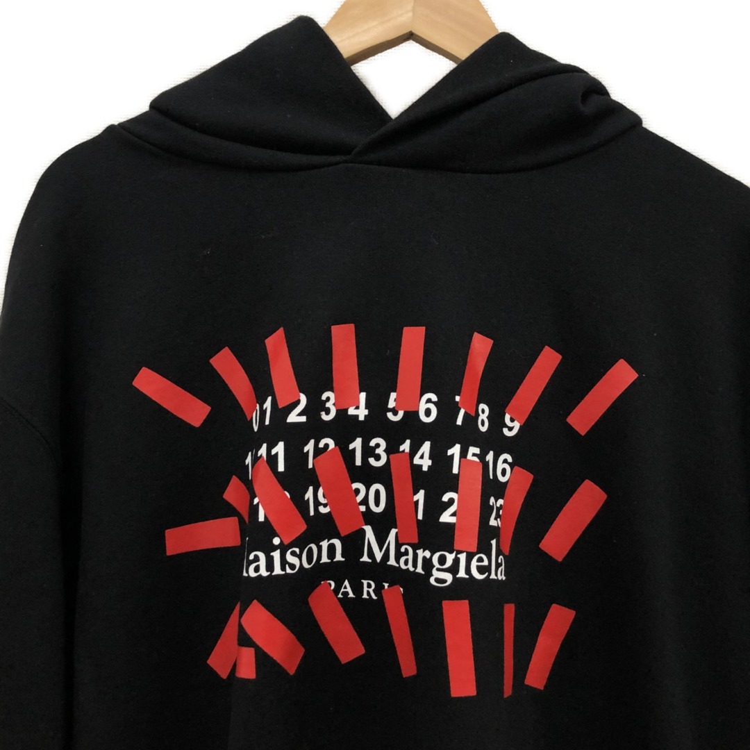 □□Maison Margiela マルタンマルジェラ メンズ パーカー カレンダープリントオーバーサイズパーカー サイズ48 S30GU0148 ブラック