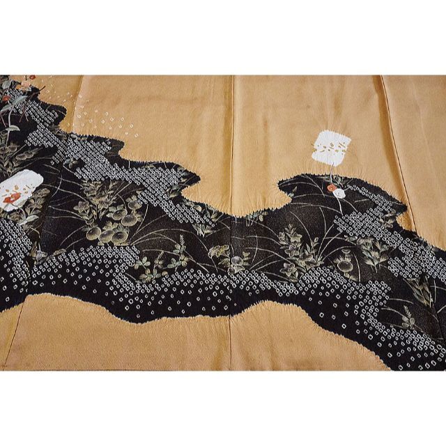「縁」150ｃｍ～156ｃｍ 紋意匠 刺繍 絞り 訪問着 正絹 H609 レディースの水着/浴衣(着物)の商品写真