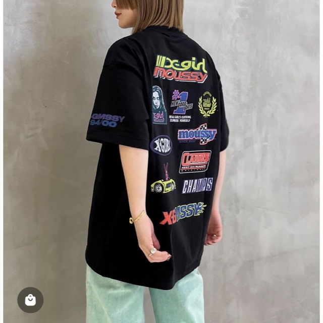 moussy(マウジー)のMOUSSY×X-girlコラボ★XG XGMSSY TEAM Tシャツ★黒 レディースのトップス(Tシャツ(半袖/袖なし))の商品写真