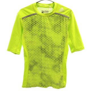 アディダス techfit 総柄 コンプレッションウエア M イエロー系 adidas スポーツ トレーニング メンズ 【中古】  【230309】