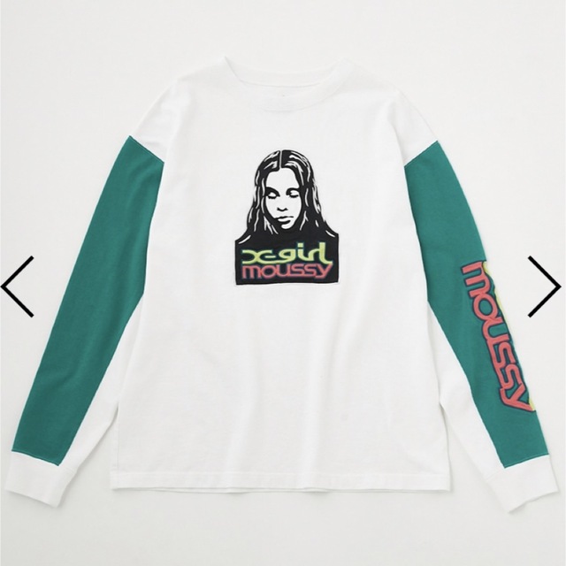 MOUSSY×X-girlコラボ♡XG FACE LS Tシャツ♡白 www.jaiba.mg.gov.br