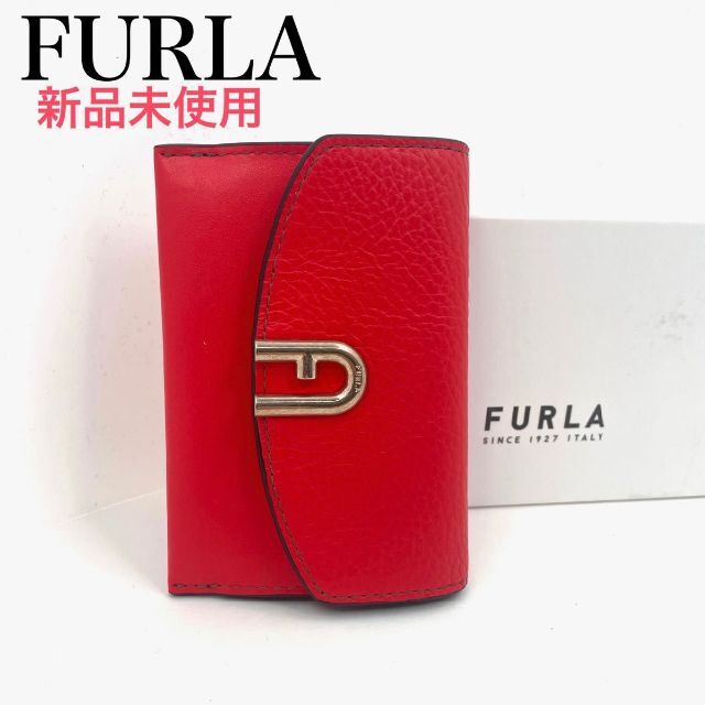 新品未使用☆ FURLA フルラ　カードケース　折り財布　赤 | フリマアプリ ラクマ