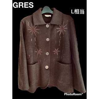 グレ(GRES)のグレGRES boutique  イタリー製　ラナ　ビーズ・花・フラワー刺繍(テーラードジャケット)