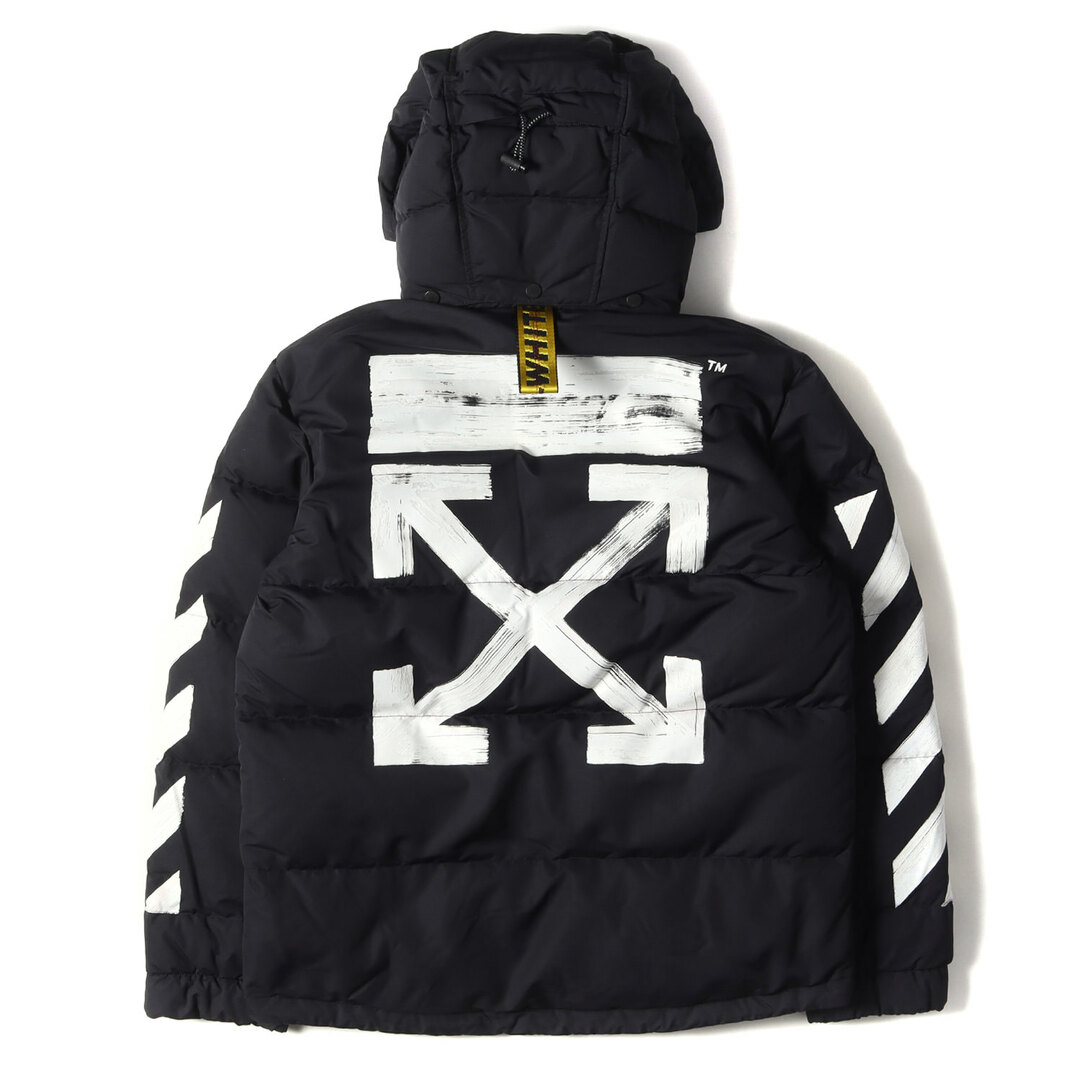 OFF-WHITE オフホワイト ジャケット ペンキアロー フード付き ダウンジャケット Diagonal Brushed Down Jacket 17AW ブラック 黒 S アウター ブルゾン  【メンズ】