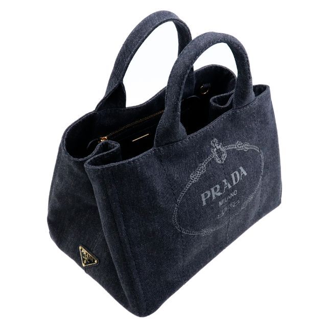 PRADA(プラダ)のPRADA バッグ トートバッグ カナパ M デニム ブラック コットン 帆布 レディースのバッグ(トートバッグ)の商品写真