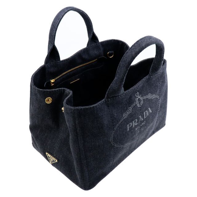 PRADA(プラダ)のPRADA バッグ トートバッグ カナパ M デニム ブラック コットン 帆布 レディースのバッグ(トートバッグ)の商品写真