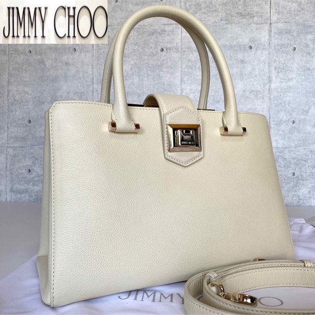 【美品】JIMMY CHOO MARIANNE/S リネン 2WAYハンドバッグ 3