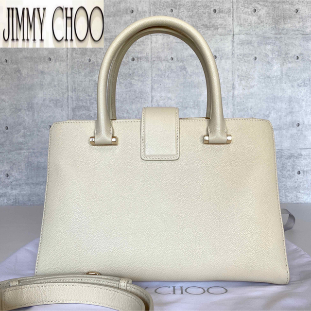 【美品】JIMMY CHOO MARIANNE/S リネン 2WAYハンドバッグ 1