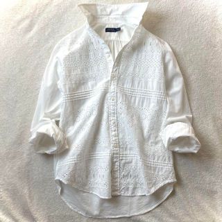 ポロラルフローレン(POLO RALPH LAUREN)の希少 ポロラルフローレン カットワーク 刺繍 レース シャツ ブラウス 白(シャツ/ブラウス(長袖/七分))