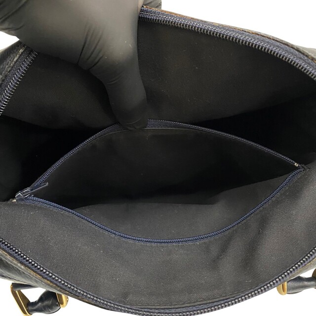 極 美品 保存袋付 GUCCI グッチ オールドグッチ シェリーライン GG 金具 総柄 レザー 2way ハンドバッグ ショルダーバッグ ネイビー 21397
