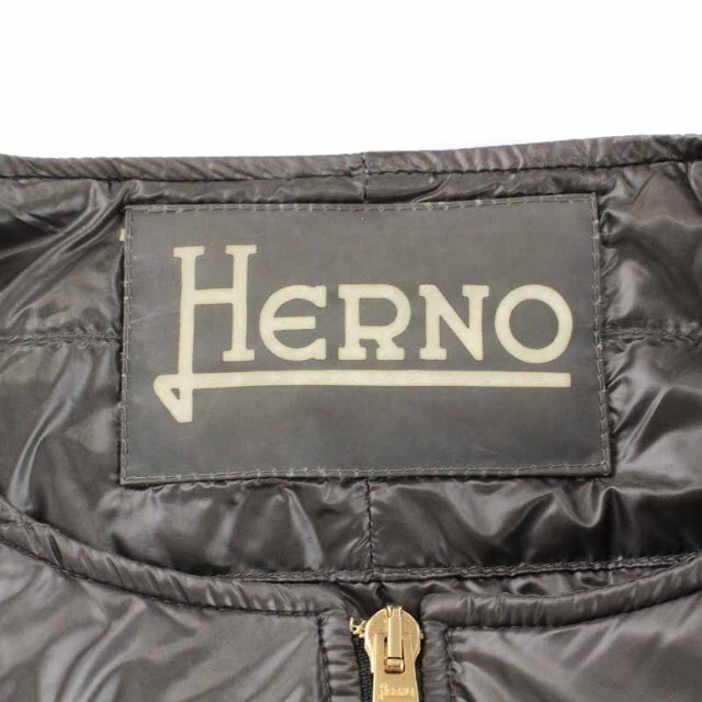ヘルノ HERNO ダウンジャケット ノーカラー ジップアップ 48 M グレー