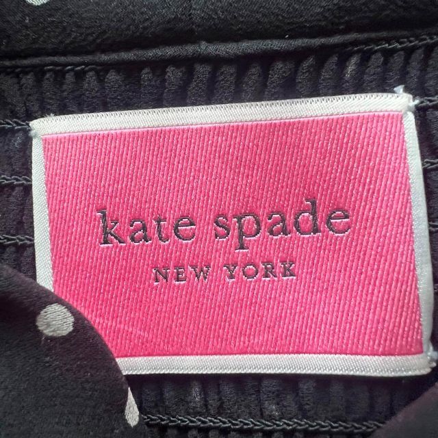 良品】kate spade ロングワンピース ドット リボンタイ ブラック 【お