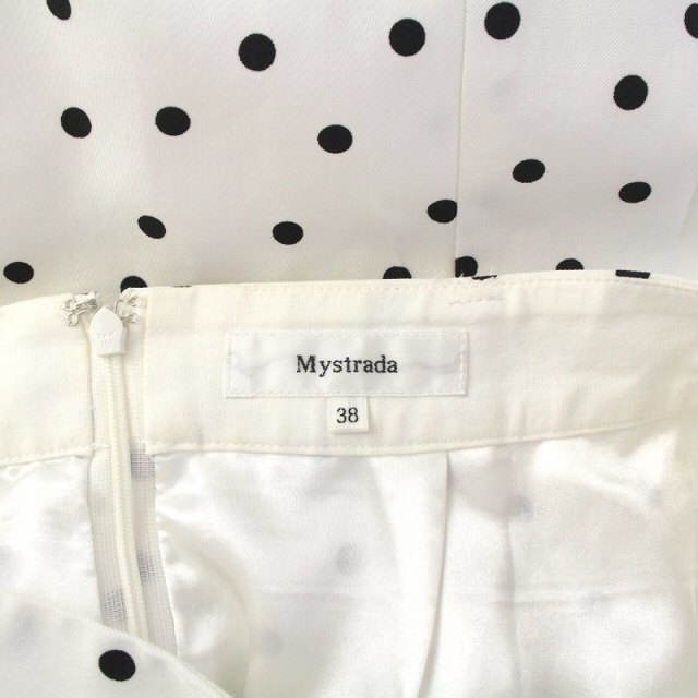 Mystrada(マイストラーダ)のマイストラーダ フレアスカート ロング ミモレ 水玉 ドット 38 M 白 黒 レディースのスカート(ロングスカート)の商品写真