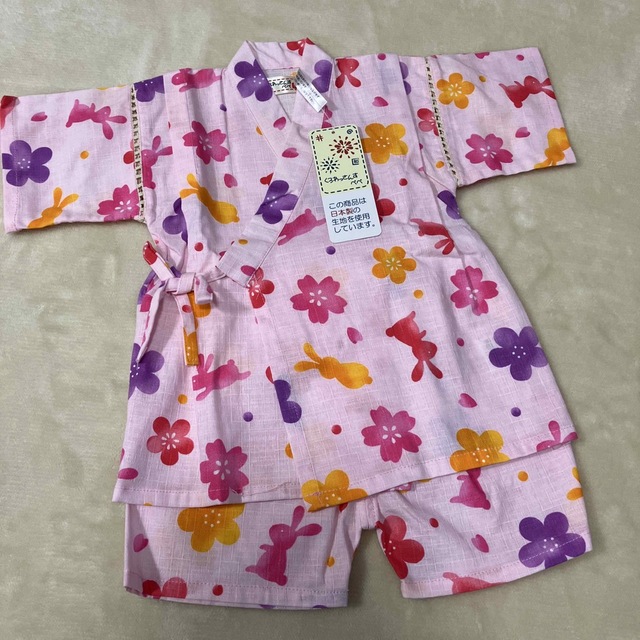 新品　甚平さん　95 女の子 キッズ/ベビー/マタニティのキッズ服女の子用(90cm~)(甚平/浴衣)の商品写真