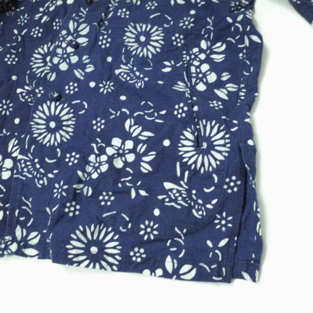 Needles(ニードルス)のNeedles ニードルス 日本製 Oriental Button Unity Shirt - Ran-in-ka-fu - Mun オリエンタルボタン スタンドカラーシャツジャケット XS インディゴ 藍染 トップス【中古】【Needles】 メンズのトップス(シャツ)の商品写真