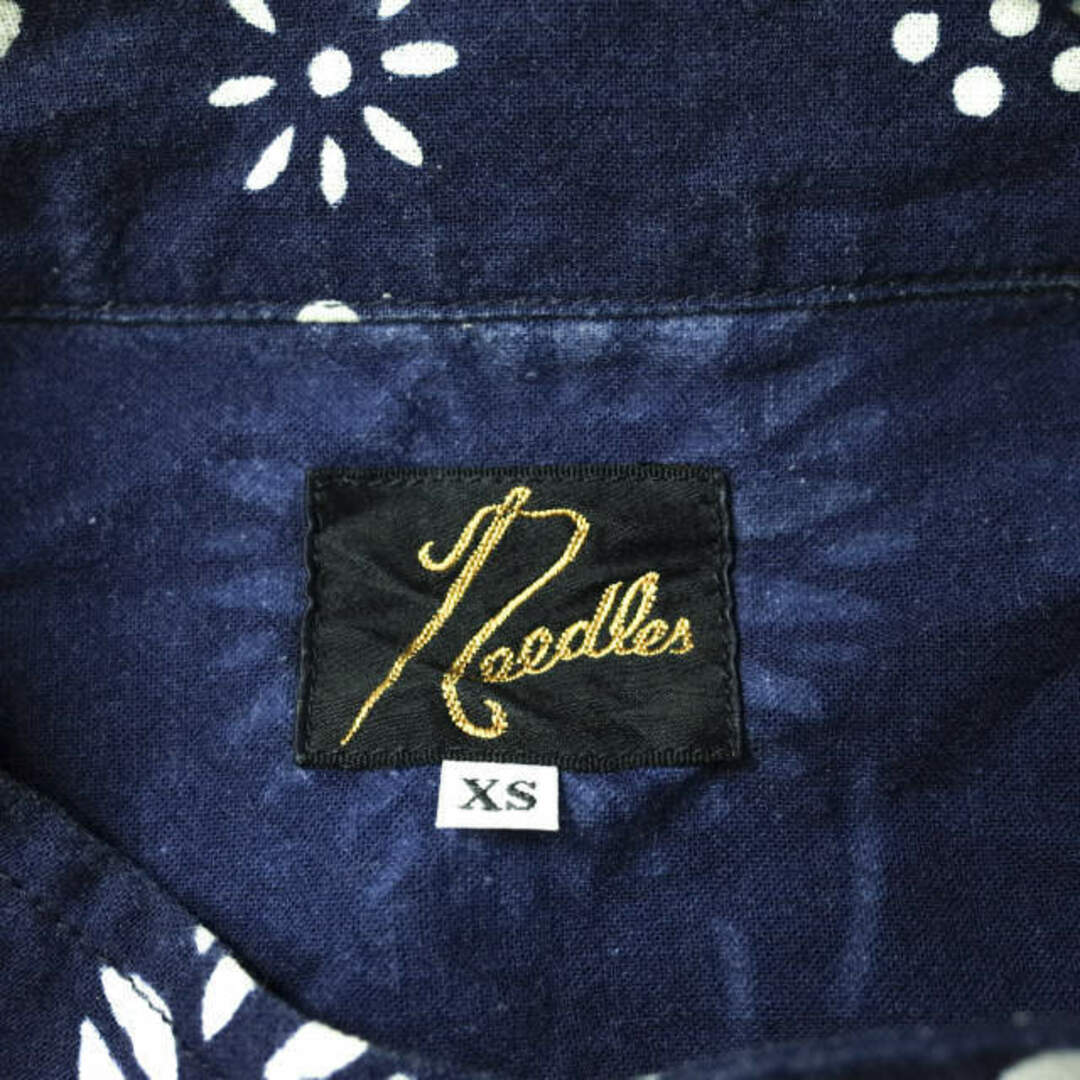 Needles(ニードルス)のNeedles ニードルス 日本製 Oriental Button Unity Shirt - Ran-in-ka-fu - Mun オリエンタルボタン スタンドカラーシャツジャケット XS インディゴ 藍染 トップス【中古】【Needles】 メンズのトップス(シャツ)の商品写真