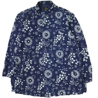 ニードルス(Needles)のNeedles ニードルス 日本製 Oriental Button Unity Shirt - Ran-in-ka-fu - Mun オリエンタルボタン スタンドカラーシャツジャケット XS インディゴ 藍染 トップス【中古】【Needles】(シャツ)