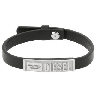 ディーゼル(DIESEL)のDIESEL レザーブレスレット ロゴID プレート(ブレスレット)