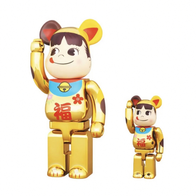 BE@RBRICK 招き猫 ペコちゃん 福 金メッキ 100% & 400% - その他