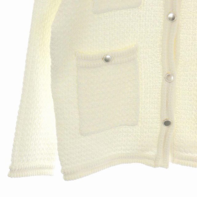 ルーニィ ニットツイードジャケット カーディガン 長袖 前開き F 白 ホワイト36cm身幅