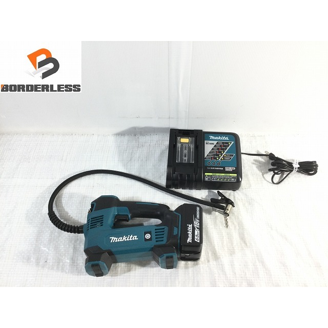 ☆美品☆makita マキタ 18V充電式空気入れ MP180D バッテリー1個(BL1860B)付 充電器(DC18RC)付 残量表示 2021.3 自動車 MP180DRG 67538自動車/バイク