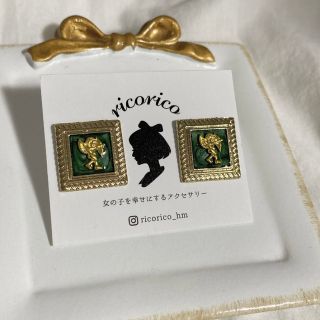 キューピットスクエアピアス(緑)(ピアス)