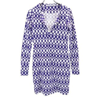 ダイアンフォンファステンバーグ(DIANE von FURSTENBERG)のダイアンフォンファステンバーグ 総柄 長袖 ストレッチワンピース パープル系 DIANE VON FURSTENBERG レディース 【中古】  【230309】(ミニワンピース)