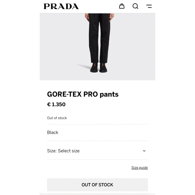 安い 2002 Prada size 19ss Insulated Pants GORE-TEX 50 PRO pants