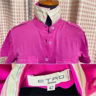 エトロ(ETRO)の美品　ほぼ未使用　エトロ　ポロシャツ　前ボタン開き　Tシャツ　トップス　ウーマン(Tシャツ(半袖/袖なし))